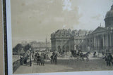19TH CENTURY FRAMED PARIS IN ITS SPLENDOR 1861 ORIGINAL ARCHITECTURE ANTIQUE FOLIO LITHOGRAPH PALAIS DE L'INSTITUT, PARIS, FRANCE DOUBLE MATTED & FRAMED PROFESSIONALLY