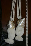 1 Pair of very large Pearlized Trochus Seashell Tassels Curtain Holdbacks Oceanic Art, South Pacific Home Decor Accent, Handcrafted Unique perfect for Designer Decorator Shell Collector Stunning Mother of Pearl
