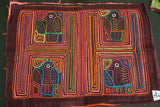 Kuna Indian Abstract Traditional Mola bloouse panel from San Blas Islands, Panama. Minutely Hand stitched Art Applique: Bird Maze 18" x 13" (73A)