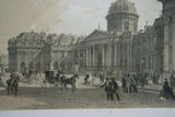 19TH CENTURY FRAMED PARIS IN ITS SPLENDOR 1861 ORIGINAL ARCHITECTURE ANTIQUE FOLIO LITHOGRAPH PALAIS DE L'INSTITUT, PARIS, FRANCE DOUBLE MATTED & FRAMED PROFESSIONALLY