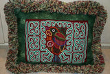 Kuna Indian Geometric Folk Art Abstract Mola blouse panel Applique, from San Blas Islands Panama. Detailed Hand Stitching: Bird, Intricate Maze, 16.5" x 11.75" (92B)