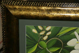 SOLD 24 1/4 X 21 1/4" ORIGINAL DETAILED COLORFUL BALINESE PAINTING ON CANVAS BY RENOWN UBUD ARTIST Hand painted Custom Frame Original Canvas Signed Art Phalaenopsis Orchid DFBF0