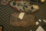 SOUTH PACIFIC OCEANIC ART HAND CARVED TRIBAL CLAN ANCESTRAL  POLYCHROME SPIRIT DANCE MASK WITH PIGMENTS BUSH TWINE USED DURING SECRET CEREMONIES &  INITIATIONS MINDIBIT VILLAGE MIDDLE  SEPIK PAPUA NEW GUINEA 12A10 COLLECTOR DESIGNER DECOR 24"x12"x 3.5"