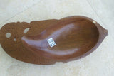 HUGE 14.5”x 6”x 2” STUNNING ROSEWOOD MUSEUM MASTERPIECE SAGO PLATTER DISH BOWLWITH INCISED MOTIFS DELICATELY CARVED INTO A LARGE FISH BY RENOWNED TRIBAL SCULPTOR FROM REMOTE TROBRIAND ISLANDS MELANESIA MASSIM SOUTH PACIFIC COLLECTOR 2A43