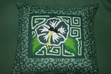 Kuna Indian Folk Art Mola from San Blas Islands, Panama. Hand stitched Applique: Pink Hibiscus Flower 14.5" x 12.5" (360)