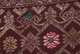 Old Superb Ceremonial Balinese hand woven textile Antique Burgundy Ceremonial Songket Brocade damask Embroidery with Metallic Gold Threads 51" x 8.25" (SG24) Collected in Negara, Bali & belonging to Nobility royalty 70 years old