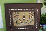 DOUBLE CUSTOM FRAMED Rare Tapa Kapa Bark Cloth (Called Kapa in Hawaii), from Lake Sentani, Irian Jaya, Papua New Guinea. Hand painted by a Tribal Artist with natural pigments: Abstract Stylized Motifs of Eels and Fish 32.25" x 28.5" (DFBA8)