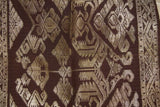 Old Ceremonial Balinese textile Hand woven Purple Burgundy Brocade Damask Songket Embroidery with Metallic Gold Threads 43" x 22.5"  (SG61) ) Collected in Klunkung Regency, Bali & belonging to Nobility royalty