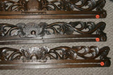 UNIQUE INTRICATELY HAND CARVED ORNATE WOOD HANGER 32” (ROD, RACK) USED TO DISPLAY RARE OR PRECIOUS TEXTILES ON THE WALL, SUPERB BAS RELIEF LACY MOTIFS OF FOLIAGE, VINES & FRUIT COLLECTOR DESIGNER DECORATOR WALL DÉCOR ITEM 380