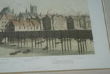 19TH C. PARIS A TRAVERS AGES 1885 ORIGINAL ARCHITECTURE ANTIQUE FOLIO ENGRAVING  GRAND CHATELET ET PONT DE BOIS, PARIS Engraved by Benoist, Sorieu & Bayalos. PROFESSIONALLY MATTED & FRAMED WALL DÉCOR.