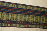 Hand woven Intricate Sumba Songket Hinggi Ikat Textile Runner (61' x 12") with Geometric designs, Made from Handspun Cotton Dyed with Natural Pigments (SR71) with fringes wall Décor designer textile collector unique earthtones