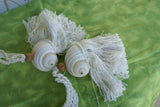 2 Pairs of very large Banded Tun Tonna Sulcosa Seashell Tassels, Pulls, Oceanic Art, South Pacific Home Decor Accent, Handcrafted Unique perfect for Designer Decorator Shell Collector Beach Lover Vacation Feel Pool Cabana