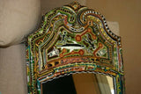 UNIQUE MIRROR WITH MINUTE POINTILLISM HAND PAINTED FRAME BLACK & WHITE SIGNED BY FLORIDA ARTIST DA36: 30” X 24” ONE OF A KIND