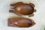 2 STUNNING HUGE (17” LONG) HAND CARVED ROSEWOOD MUSEUM MASTERPIECES PLATTER DISH BOWLS  ONE IS A FISH SCULPTURE & OTHER A MARINE TURTLE  BY RENOWNED TRIBAL SCULPTOR TROBRIAND ISLANDS MELANESIA SOUTH PACIFIC COLLECTOR DESIGN 2A140 & 2A213