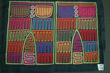Kuna Indian Abstract Traditional Art Mola fabric panel from San Blas Island, Panama. Detailed Hand Stitched Applique: Motif of Colorful Trousers Pants Britches 15.75" x 12.25" (76B)