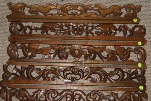 Pr Indonesian Carved Wood Tapestry Hangers