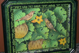 20”x 16” ORIGINAL DETAILED COLORFUL  BALINESE PAINTING ON CANVAS BY RENOWN UBUD ARTIST RAINFOREST PARADISE WITH FOLIAGE HIBISCUS FLOWERS FRUIT BIRDS FRAMED IN SIGNED CUSTOM FRAME HANDPAINTED TO MATCH ARTWORK DECORATOR DESIGNER ART COLLECTOR DFBB54
