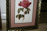 SIGNED UNIQUE DETAILED ARTIST HANDPAINTED FRAME MATTED REDOUTE PRINT PINK ROSES