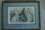 ANTIQUE ORIGINAL VICTORIAN COLORED FASHION PRINT FROM JOURNAL DES DEMOISELLES 1870 FRENCH LITHO PARIS PROFESSIONALLY X3 MATTED AND FRAMED COLLECTIBLE FASHIONS DFPO41B