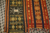 Hand woven Sumba Ikat Textile Warp Runner (50" x 12.5") Made from Hand spun Cotton, Dyed with Natural Pigments Bird Motif created with tiny Hand sewn Nassa Shells (SR5) earthtones with fringes wall Décor designer textile collector