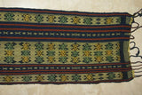 Hand woven Intricate Sumba Songket Hinggi Ikat Textile Runner (61' x 12") with Geometric designs, Made from Handspun Cotton Dyed with Natural Pigments (SR71) with fringes wall Décor designer textile collector unique earthtones
