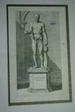 Very rare Original folio copperplate engraving dating 1660 Seneca Moriens In Balneo Rome Nude from Villa Pamphilia: eiusque Palatium Printed on hand-made watermarked laid paper 360+ years old!!! Double matted & Framed in hand painted signed frame