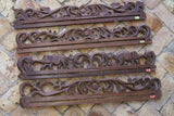 UNIQUE INTRICATELY HAND CARVED ORNATE WOOD HANGER 30” LONG (ROD, RACK) USED TO DISPLAY RARE OR PRECIOUS TEXTILES ON THE WALL, SUPERB BAS RELIEF CHOICE BETWEEN 2 LACY FOLIAGE VINES & FLOWER MOTIF ITEM 394 OR 396 COLLECTOR DECORATOR DESIGNER WALL ART