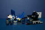 LEGO GREY BATMAN (NEW BLUE CAPE IN BOX) VS AGENTS:  6 MINIFIGURES (BATMAN, JET "AIR" PILOT, AGENTS, CHARGE, CHASE ETC...)  AGT025, AGT020A, AGT001A,  AIR019 PLUS  2 CUSTOM BUILDS: BOAT, JET PLANE & ACCESSORIES (145 PCS) KIT 60