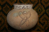 Rare 1980's Vintage Collectible Primitive Hand Crafted Vermasse Terracotta Pottery, Vessel from East Timor Island, Indonesia: 3D Raised Relief Gecko Motifs  & Decorative Geometrics colored with natural earthtone pigments 8.5" x 7" (25" Diameter) P38