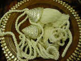 2 Pairs of very large Pearlized Trochus Seashell Tassels Curtain Holdbacks Oceanic Art, South Pacific Home Decor Accent, Handcrafted Unique perfect for Designer Decorator Shell Collector Stunning Mother of Pearl