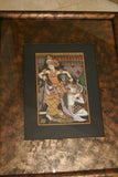 TRADITIONAL BALINESE MINIATURE INK PAINTING BY KNOWN PENGOSEKAN ARTIST TOPENG MASK MONKEY DANCE UBUD ART WITH MINUTE INTENSE DETAIL PROFESSIONALLY FRAMED IN HAND PAINTED FRAME WITH 3 MATS, DFBT17 BALI ART DESIGNER DECORATOR COLLECTOR WALL DECOR