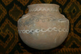 Rare 1980's Vintage Collectible Primitive Hand Crafted Vermasse Terracotta Pottery, Vessel from East Timor Island, Indonesia: 3D Raised Relief Gecko Motifs  & Decorative Geometrics colored with natural earthtone pigments 8.5" x 7" (24" Diameter) P24
