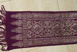 Old Ceremonial Balinese Brocade Damask Wedding Songket Belt.  Burgundy Red Textile cloth Embroidered with Metallic Gold Threads 60" x 9" (SG23) Collected in Klunkung Regency, Bali & belonging to Nobility royalty