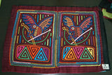 Kuna Indian Folk Art Mola blouse panel from San Blas Islands, Panama. Hand stitched Applique: Birds and Bow & Arrow 20" x 14" (65A)