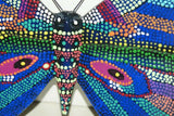 Detailed Unique Signed by  Artist Hand painted Pointillism Art Wood Wooden Butterfly Detailed Wall Art Décor Design DWO1
