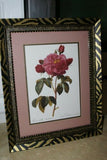 SIGNED UNIQUE DETAILED ARTIST HANDPAINTED FRAME MATTED REDOUTE PRINT ROSES RE6