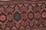 Old Superb Ceremonial Balinese hand woven textile Antique Burgundy Ceremonial Songket Brocade damask Embroidery with Metallic Gold Threads 51" x 8.25" (SG24) Collected in Negara, Bali & belonging to Nobility royalty 70 years old