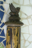 Tribal Wood & Bamboo Betel Nut Carrier, Flute container, Hand Carved & Hand Etched Bird Stopper Lid, BNW6, 16" x 3"