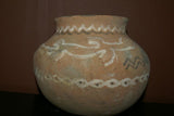Rare 1980's Vintage Collectible Primitive Hand Crafted Vermasse Terracotta Pottery, Vessel from East Timor Island, Indonesia: 3D Raised Relief Gecko Motifs  & Decorative Geometrics colored with natural earthtone pigments 8.5" x 7" (24" Diameter) P24
