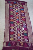Old Handwoven Brocade Damask  Female Sari Wedding Songket Sarong Hand Embroidered Cloth Textile Art, Multi-colored with Metallic Gold Threads  48" x 20" (SG9) COLLECTED IN NEGARA, INDONESIA & belonging to Nobility royalty