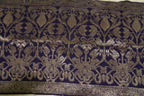 Old Superb Ceremonial Balinese hand woven textile Antique Brocade damask Wedding Songket. Deep Purple Embroidery with Metallic Gold Threads 47" x 22" (SG36) Collected in Klunkung Regency, Bali & belonging to Nobility royalty