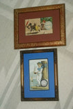 EPHEMERA AMERICANA WHIMSICAL ART: 1880's FRAMED VICTORIAN TRADE CARD: DOUGHERTY'S NEW ENGLAND CONDENSED MINCE MEAT, LITTLE GIRL IN BLUE DRESS (DFPO1C) VINTAGE HAND PAINTED FRAME DESIGNER COLLECTOR COLLECTIBLE WALL DÉCOR UNIQUE