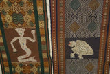 Hand woven Sumba Hinggi Songket Ikat Textile Runner (49" x 13.25") Made with Handspun Cotton Dyed with Natural Pigments Adorned with Mermaid Motif Created with tiny Nassa Shells (SR40) with fringes wall Décor designer textile collector earthtones