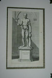 Very rare Original folio copperplate engraving dating 1660 Seneca Moriens In Balneo Rome Nude from Villa Pamphilia: eiusque Palatium Printed on hand-made watermarked laid paper 360+ years old!!! Double matted & Framed in hand painted signed frame