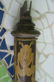 Tribal Wood & Bamboo Betel Nut Carrier, Flute container, Hand Carved & Hand Etched Bird Stopper Lid, BNW6, 16" x 3"