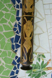 Tribal Wood & Bamboo Betel Nut Carrier, Flute container, Hand Carved & Hand Etched Bird Stopper Lid, BNW6, 16" x 3"