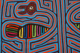 Kuna Indian Abstract Traditional Mola blouse panel from San Blas Islands, Panama. Hand stitched Applique: Heron Ibis Egret Art  16" x 12" (80B)