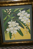 SOLD 24 1/4 X 21 1/4" ORIGINAL DETAILED COLORFUL BALINESE PAINTING ON CANVAS BY RENOWN UBUD ARTIST Hand painted Custom Frame Original Canvas Signed Art Phalaenopsis Orchid DFBF0