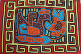 Kuna Indian Folk Art Mola blouse panel from San Blas Island, Panama. Hand-stitched  Applique: Motif of Duck Floating in Pond with Water Lilies  14" x 10.25" (74B)