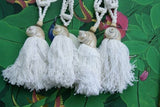 4  large Pearlized (mother of pearl) Jade Turbo Seashell Tassels Curtain Holdbacks Oceanic Art, South Pacific Home Decor Accent, Handcrafted Unique perfect for Designer Decorator Shell Collector Beach Lover Pool Cabana Look